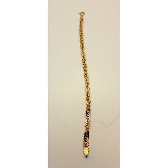 Vintage Italy HCT 925 Sterling Silver Gold Tone Smooth Twist Chain Bracelet - Picture 10 of 12